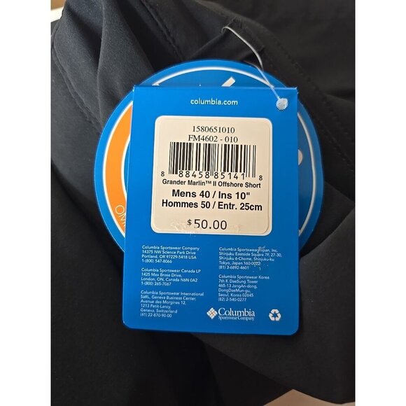 Columbia PFG NWT Men's Shorts Grander Marlin II Offshore Black Size 40x10 t22 - Picture 6 of 9